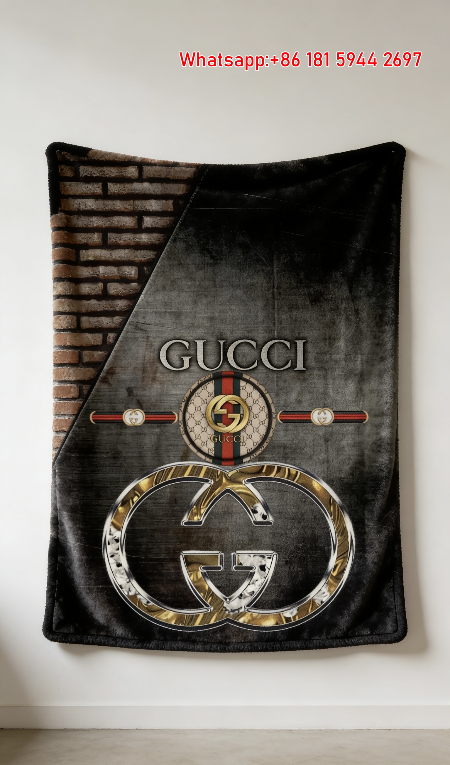 Gucci Luxe Monogram Throw blankets Gucci Gold GG Tapestry IMG_2729